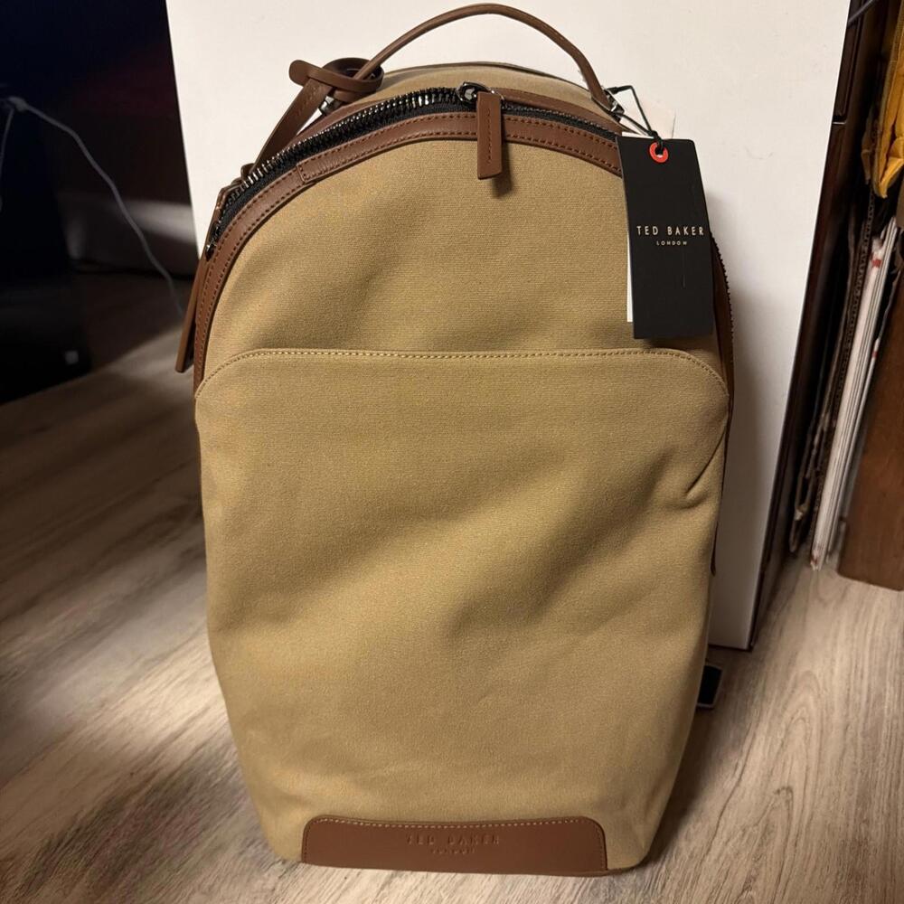 Ted Baker London Men's Xaden Backpack Bag Laptop Nylon Leather Trim Zipper New